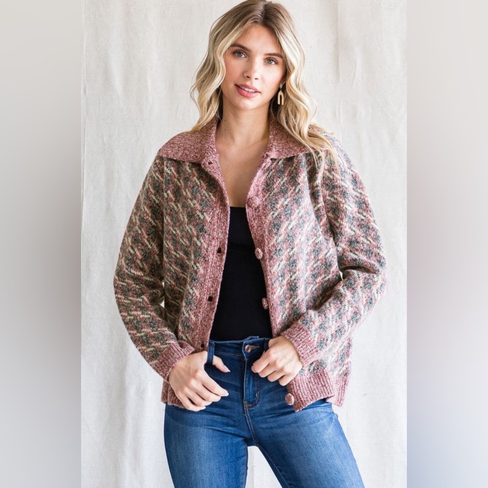 🍁 💠 NWT Hidden Houndstooth Cardigan - Picture 8 of 8